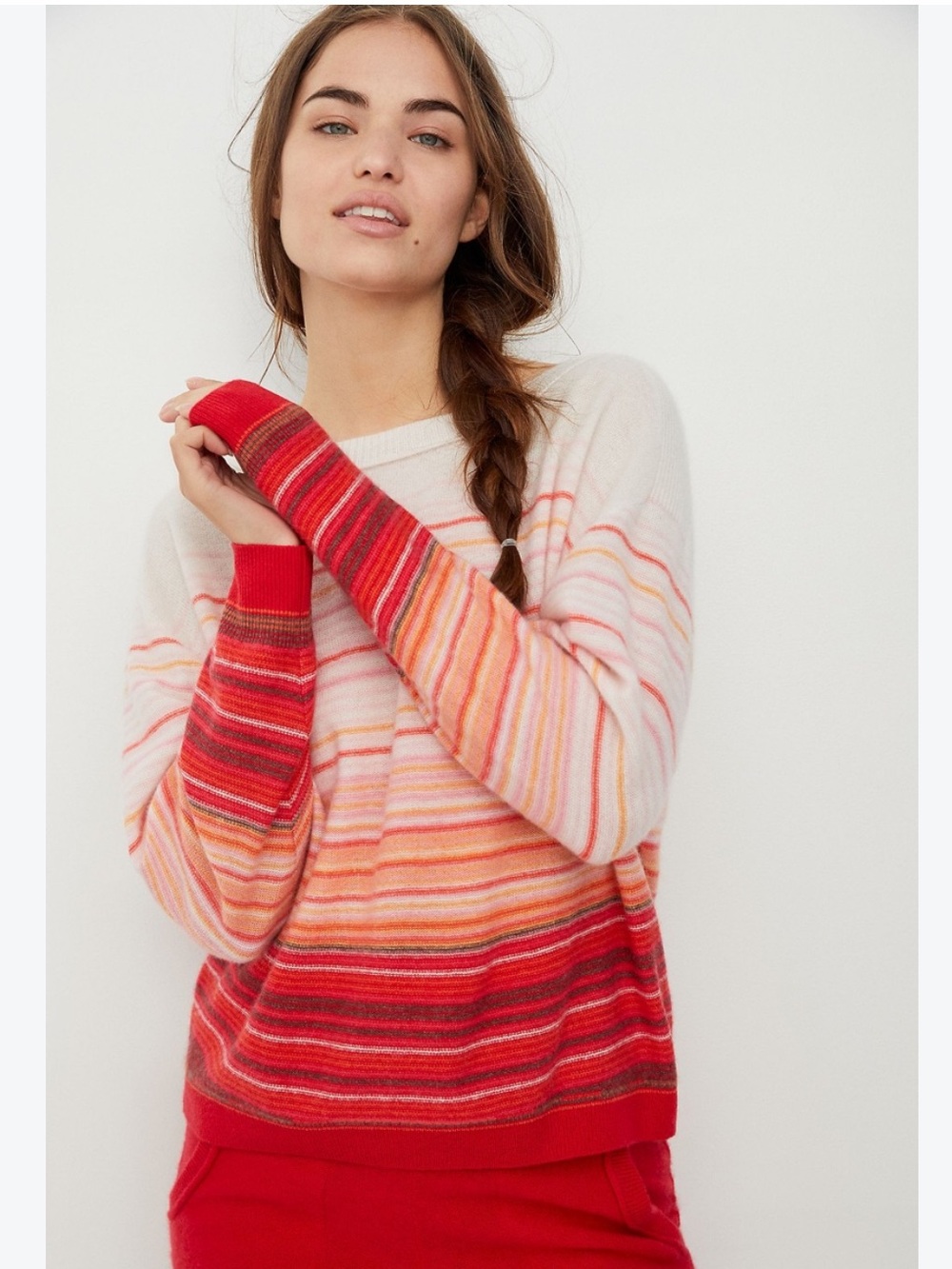 Anthropologie Saturday Sunday 100% Cashmere Stripe Emmeline Sweater Size S Small